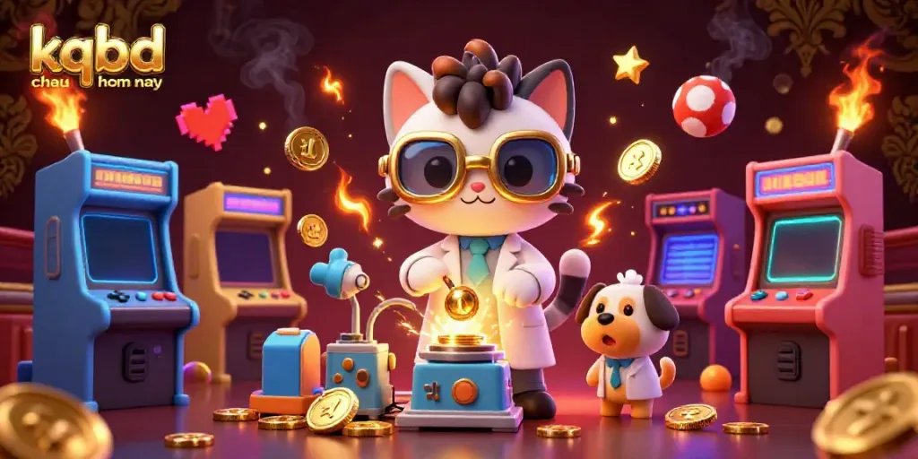 Engage with the latest updates on kqbd chau au hom nay, showcasing vibrant 3D characters and casino elements.