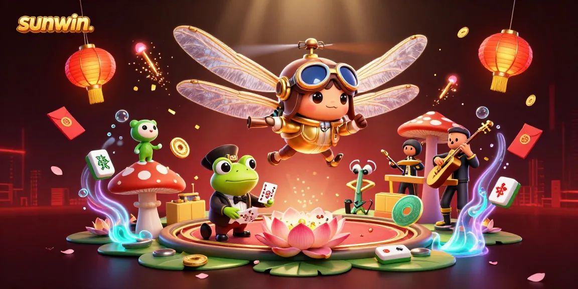 Experience sunwin. thrills with a dragonfly pilot in a vibrant casino scene, showcasing exciting gaming action.