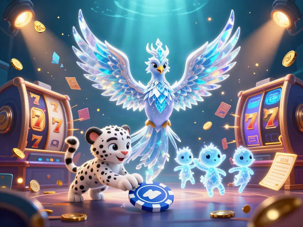 Enjoy dynamic slot gaming action with da88z's enchanting ice phoenix scene filled with joy and vibrant energy.
